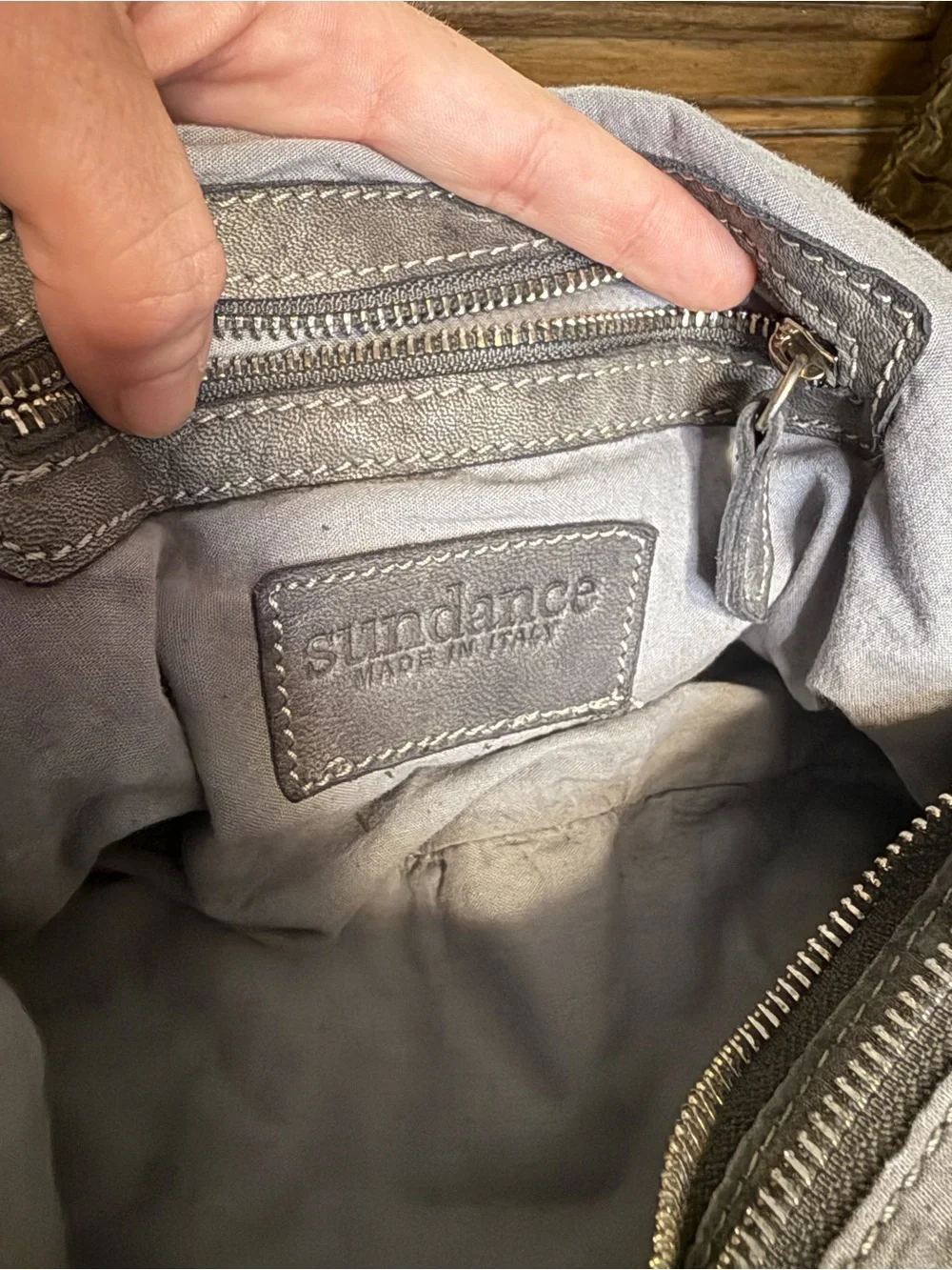 Sundance Gray Woven Leather Crossbody Bag